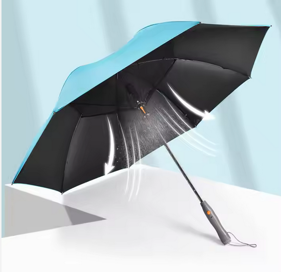 27 inches Black PU Coated Summer Cool Fan Spray Water Umbrella