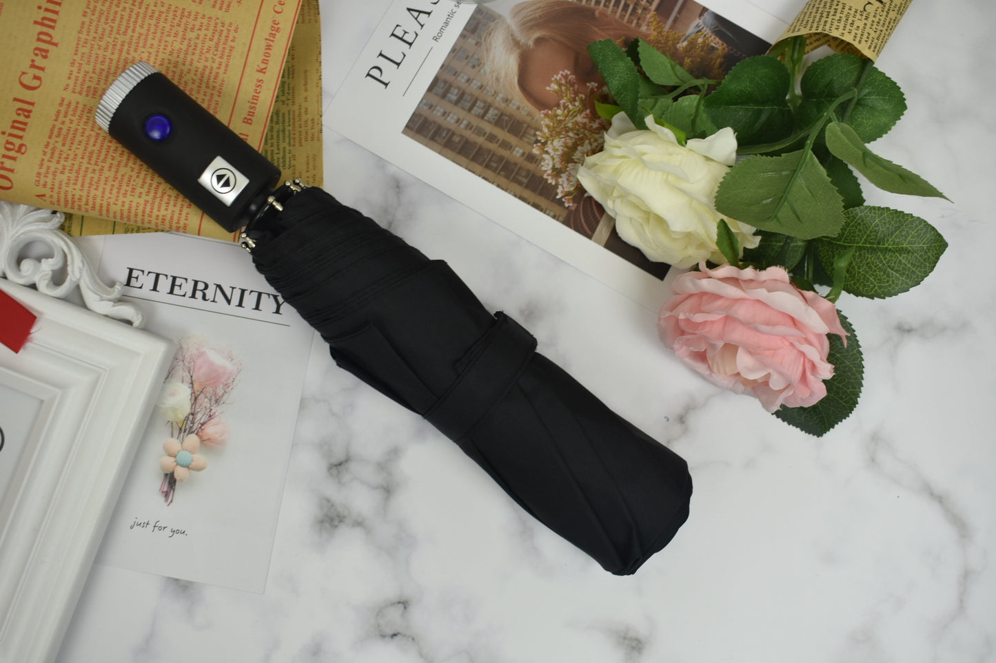REFLECTIVE STRAP FLASHLIGHT LED FOLDING UMBRELLA