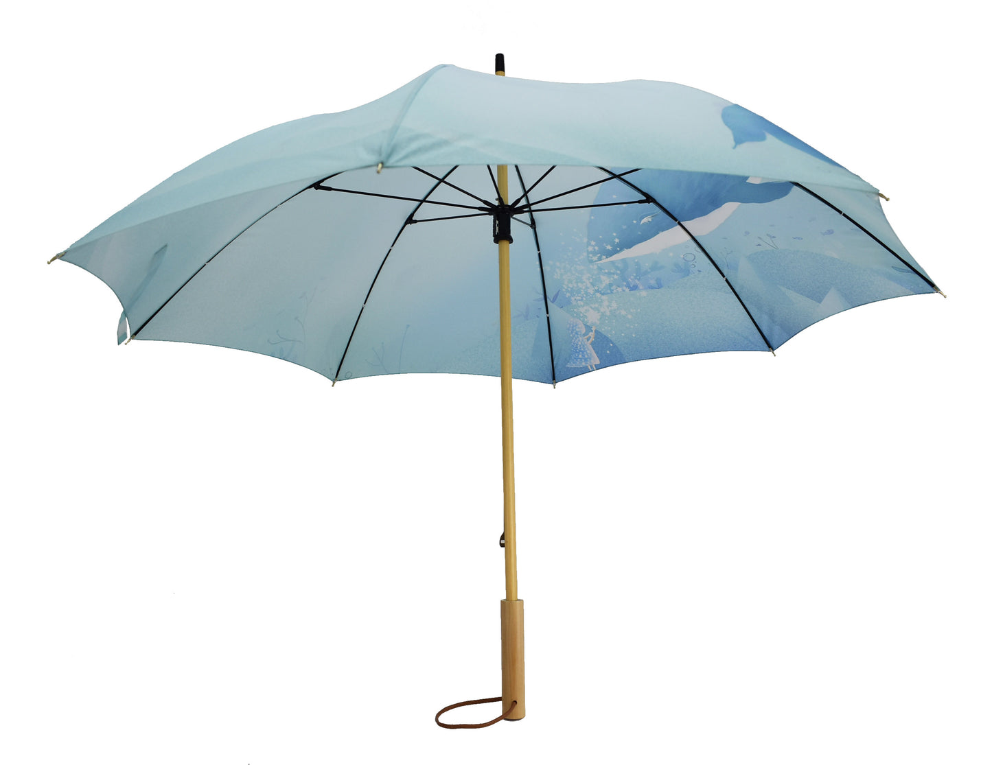 Manual wooden straight umbrella -8ribs