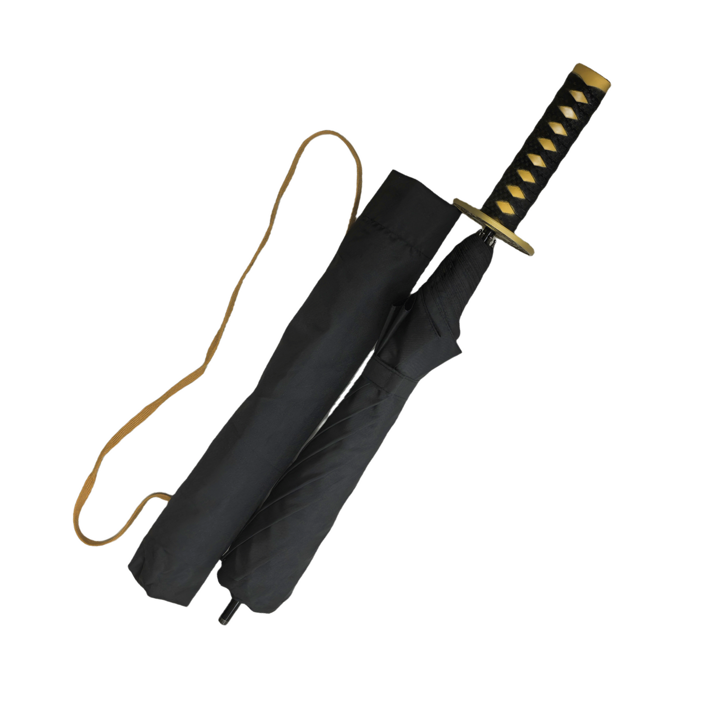 Two Section Folding Japanese Style Katana Umbrella with Strap Cover and Super Windproof Factory Wholesale