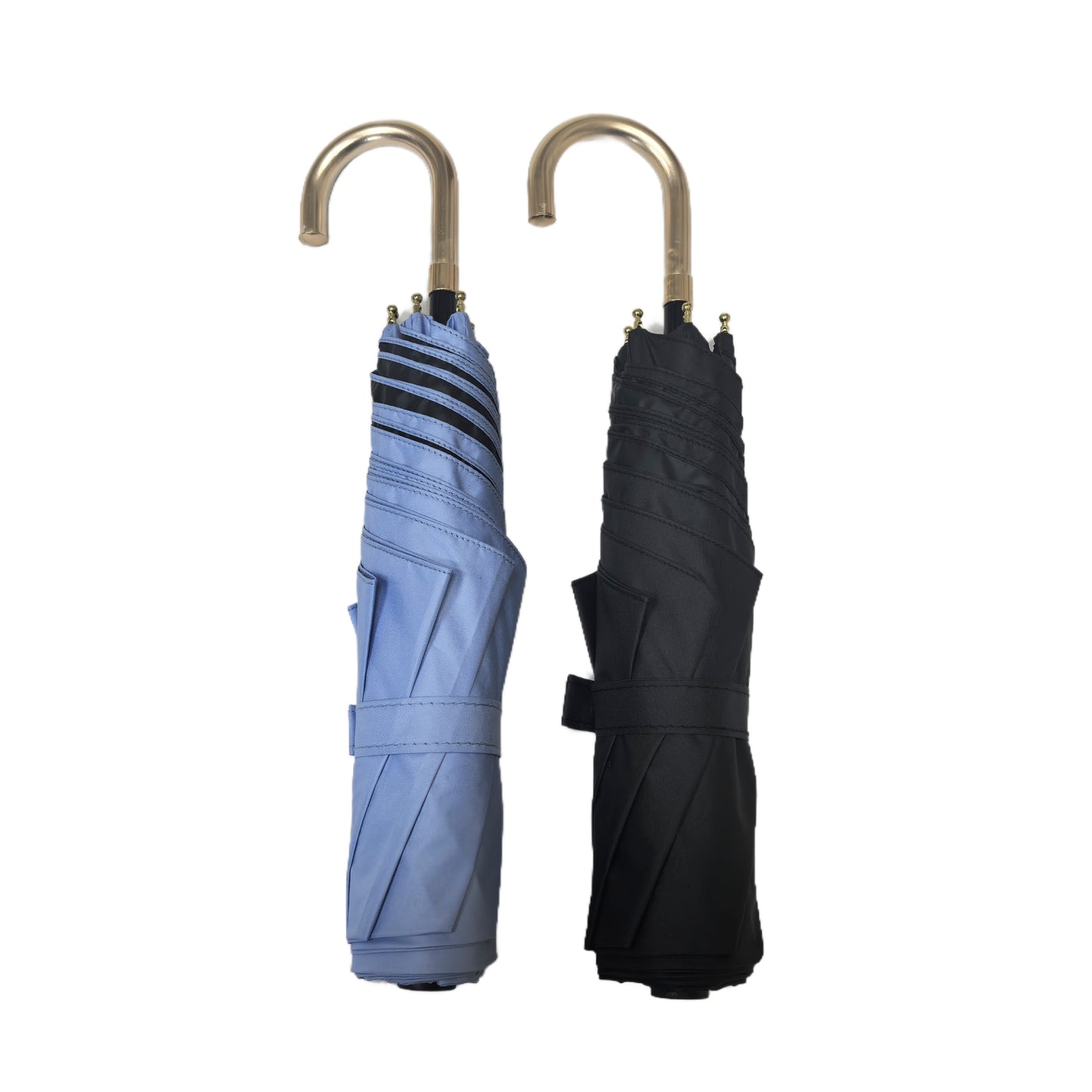 Japanese Style 50CM Three-Folding Umbrella with Black Pu Coating UV Protection for Sunny and Rainy