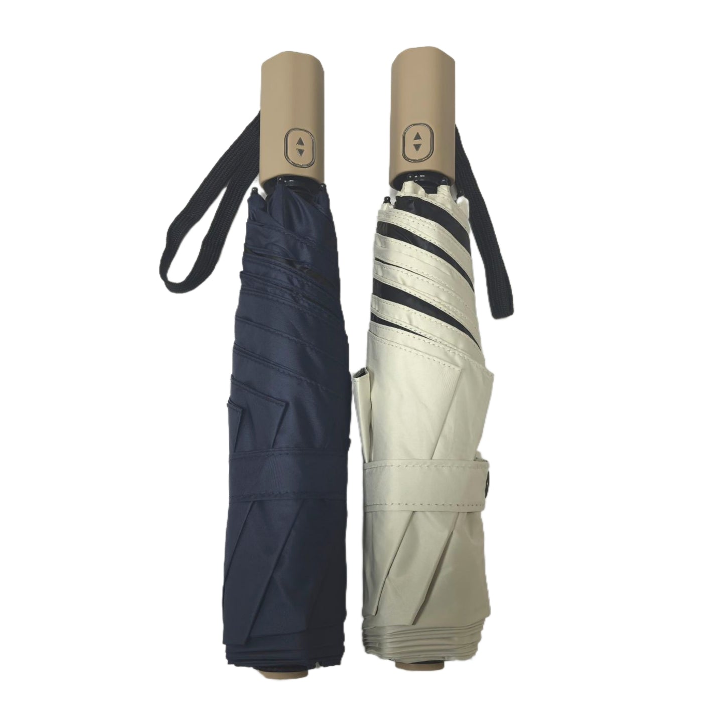 Three Folding Safety Automatic Umbrella with Black Pu Coating and Windproof Frame for Sunny and Rainy Customizable