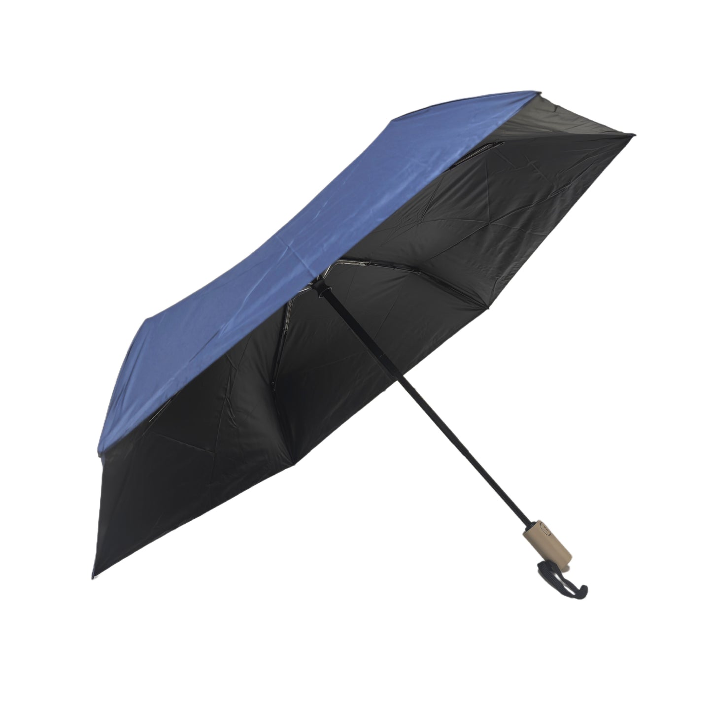 Three Folding Safety Automatic Umbrella with Black Pu Coating and Windproof Frame for Sunny and Rainy Customizable