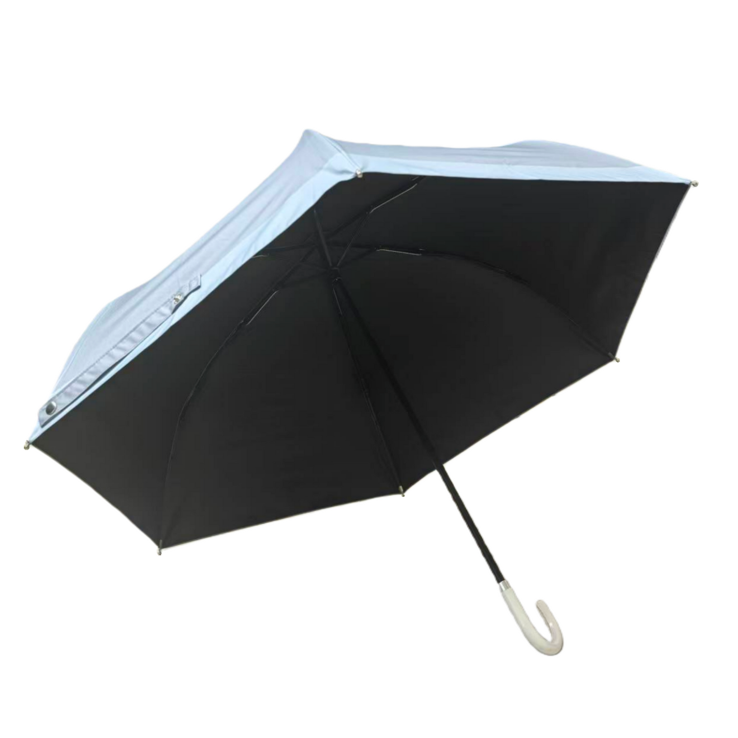 Three Folding Apollo Dome Shape Umbrella with Strong Windproof Frame and Black Uv Coated Customizable