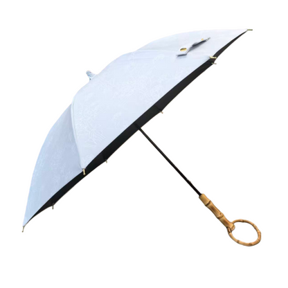 Japanese Style Straight Custom Umbrella 45CM with Black UV protection Coated and Windproof Frame Easy to Carry Bamboo Handle