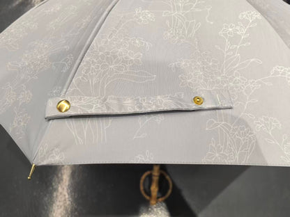 Japanese Style Straight Custom Umbrella 45CM with Black UV protection Coated and Windproof Frame Easy to Carry Bamboo Handle