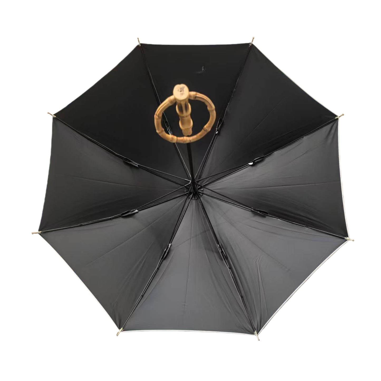 Japanese Style Straight Custom Umbrella 45CM with Black UV protection Coated and Windproof Frame Easy to Carry Bamboo Handle