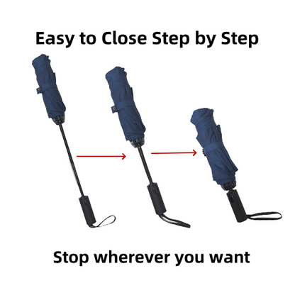 Three Folding  Automatic Umbrella with Shape Memory Uv Coated Fabric Anti-rebound Safety Easy to Close Shaft