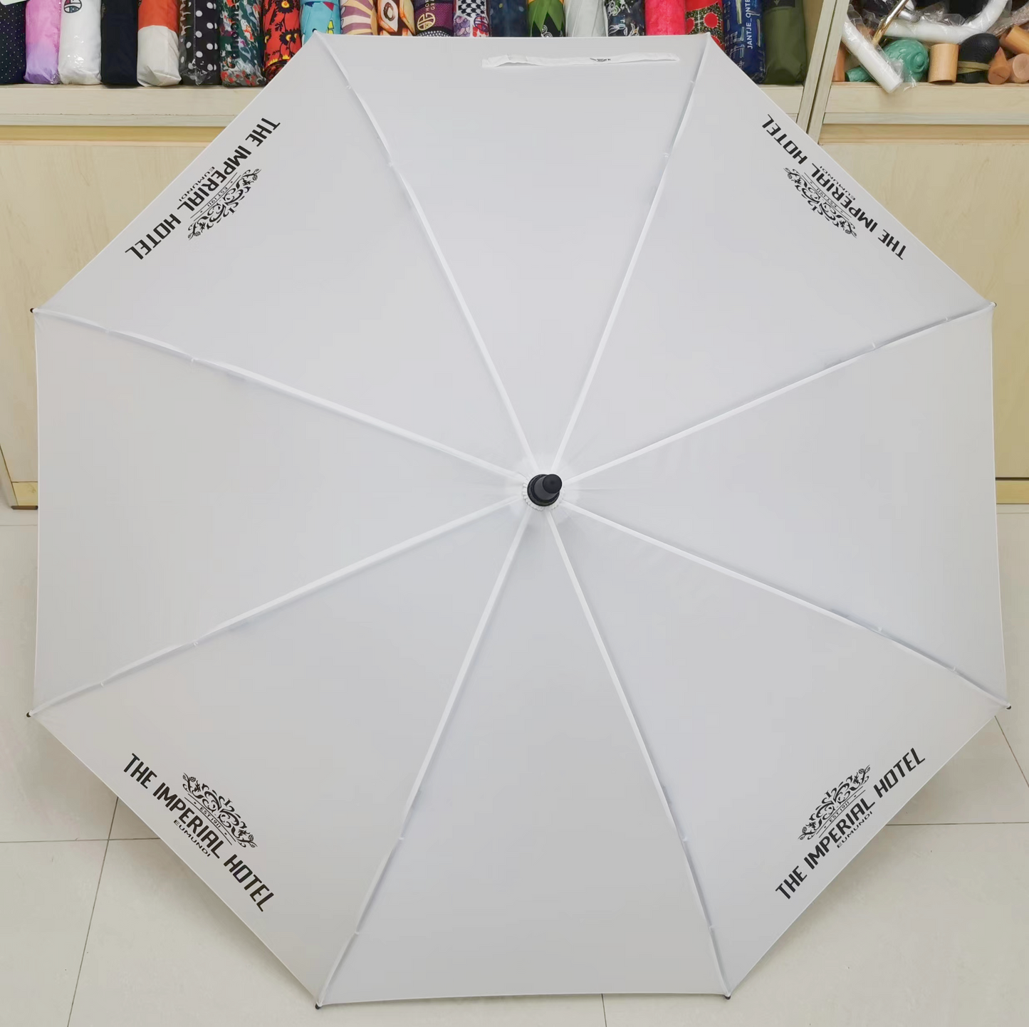 21 inches 3-Folding Advertising Hotel umbrella with Anti-accidental touch auto open and close safety handle