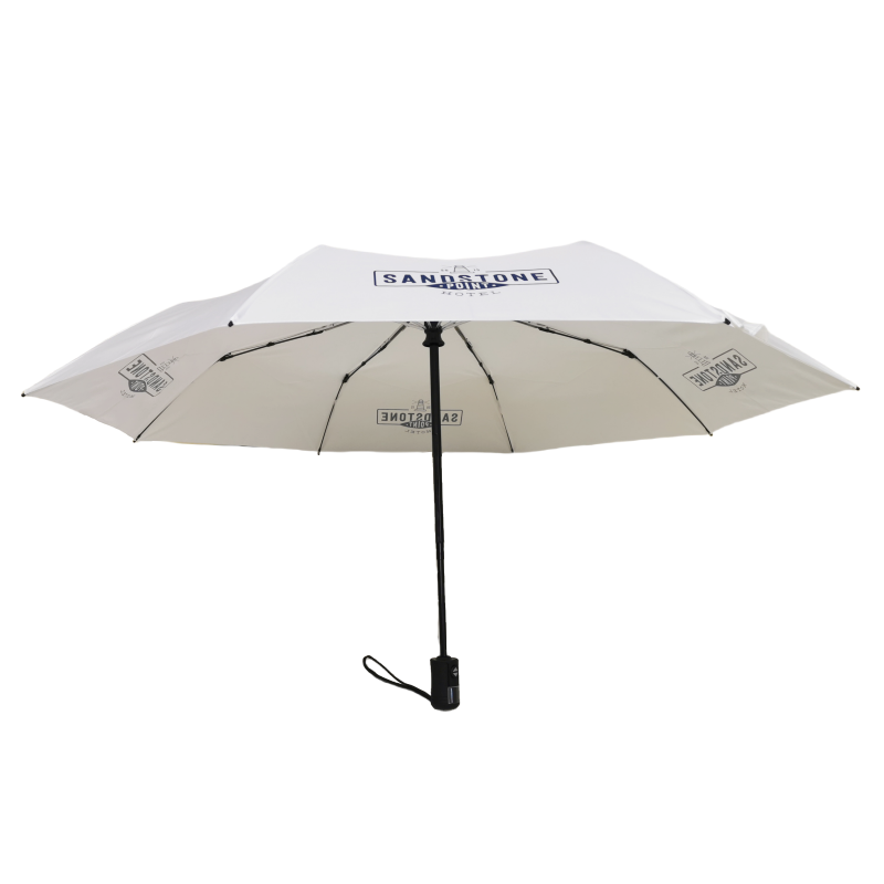 21 inches 3-Folding Advertising Hotel umbrella with Anti-accidental touch auto open and close safety handle