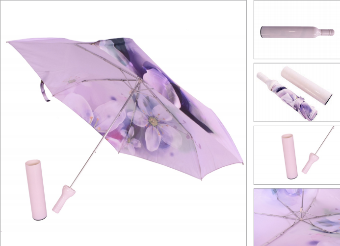 21"Manual Open Three fold Bottle Shape Umbrella