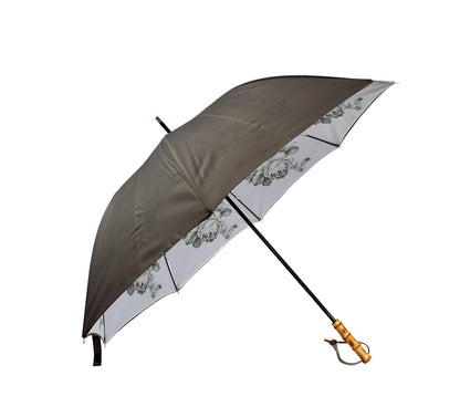 Double layer straight umbrella with bamboo handle