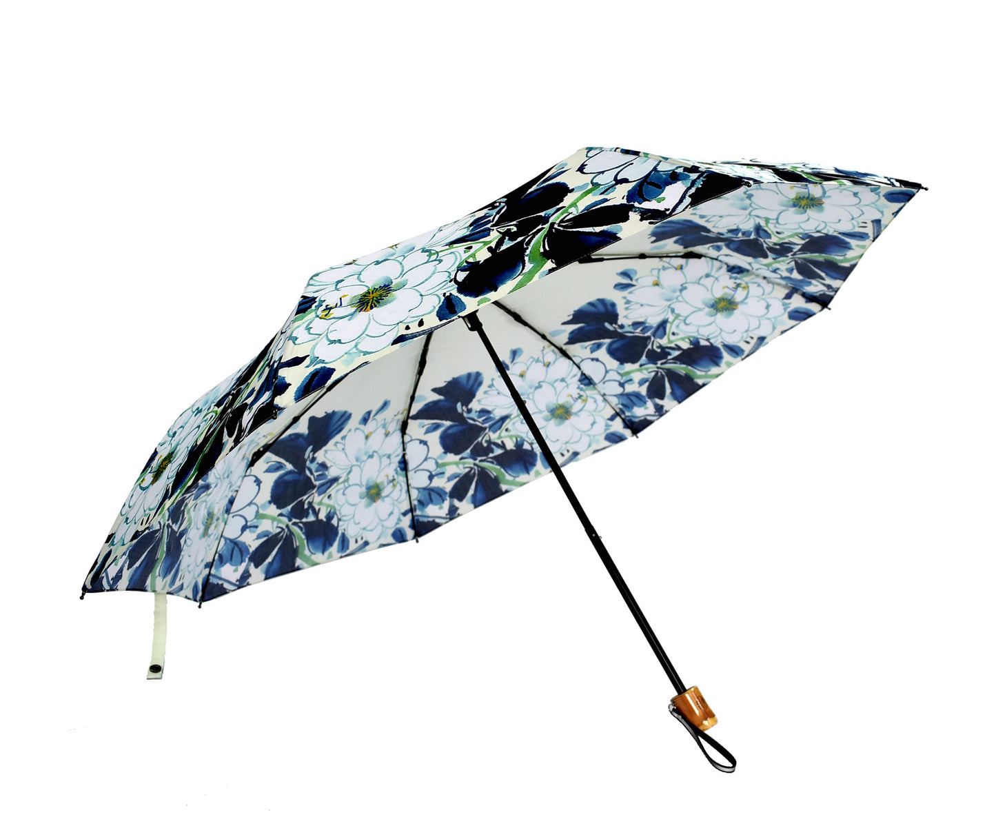 Natural bamboo handle folding Parasol umbrella