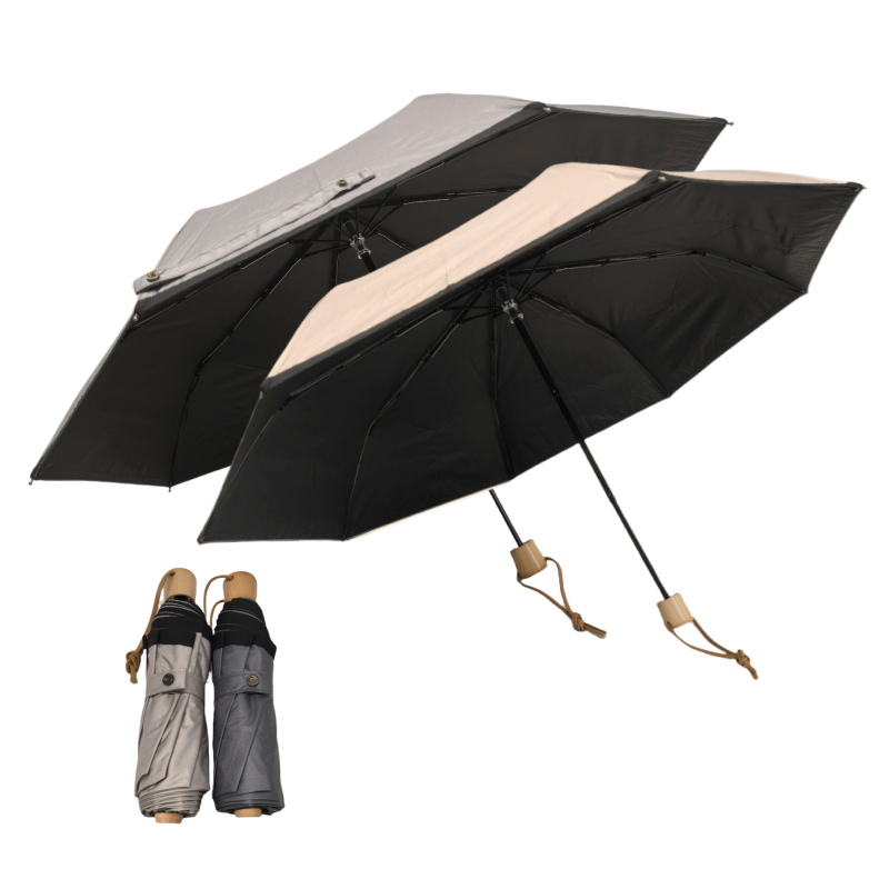 21 inches 8 ribs exquisitely embroidered edges fold umbrella with wood handle