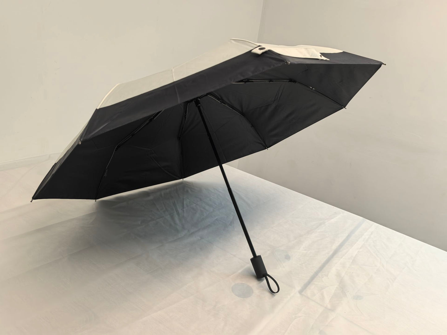 3-fold Manual open and close umbrella 21 inches sunny and rainy paraguas with black pu coating