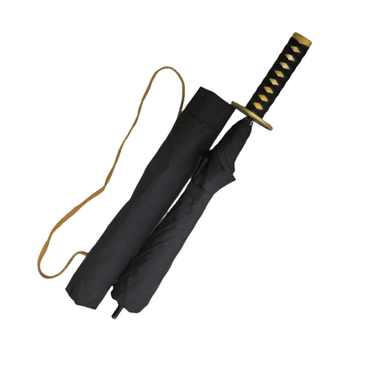 Two Section Folding Japanese Style Katana Umbrella with Strap Cover and Super Windproof  Factory Wholesale