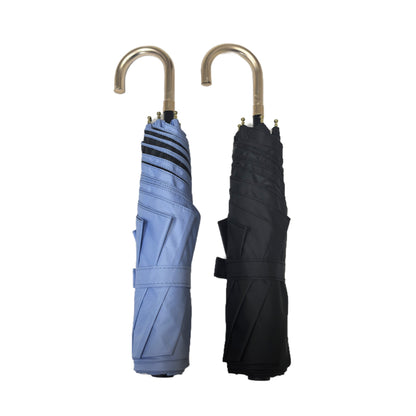 Japanese Style 50CM Three-Folding Umbrella with Black Pu Coating UV Protection for Sunny and Rainy
