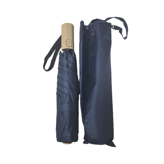 Three Folding Safety Automatic Umbrella with Black Pu Coating and Windproof Frame for Sunny and Rainy Customizable
