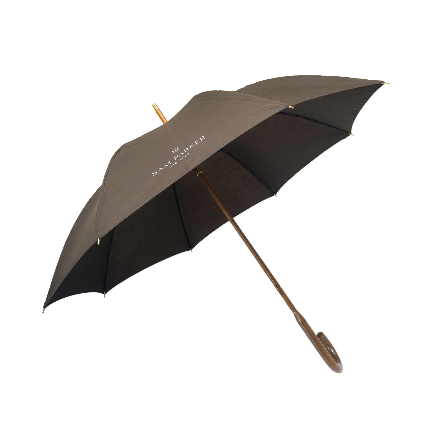 23 Inch Straight Umbrella Luxury One-piece Wooden Shaft  High Quality with Wood Handle and Strong Windproof Frame