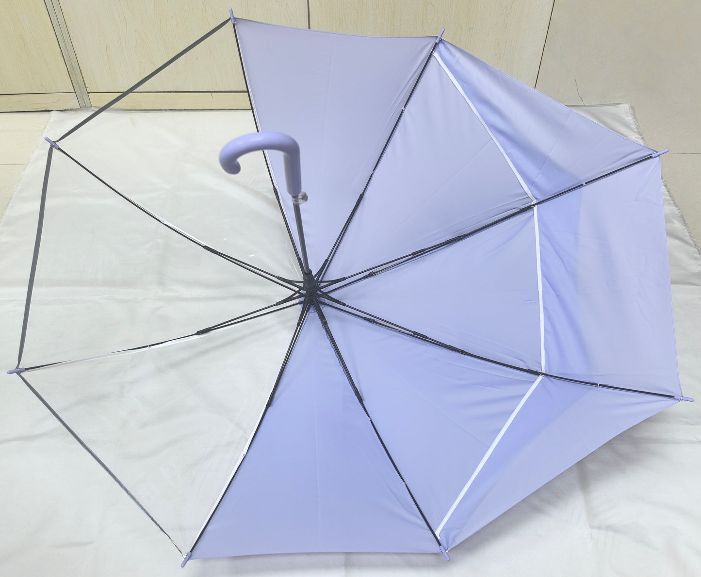 Custom Safety Straight Umbrella Transparent for Children Student with Reflective Strips Can Cover Schoolbag and Backpack