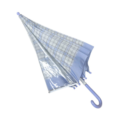 Straight Safety Umbrella with One Transparent Panel for Children Student with Reflective Strips