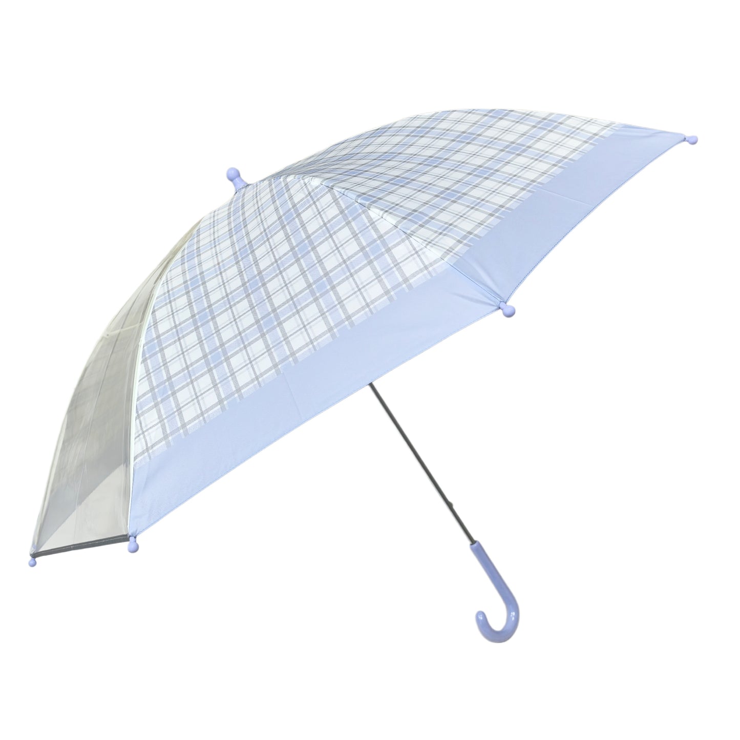Straight Safety Umbrella with One Transparent Panel for Children Student with Reflective Strips