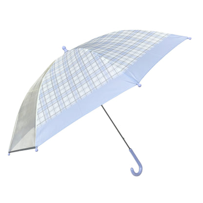 Straight Safety Umbrella with One Transparent Panel for Children Student with Reflective Strips