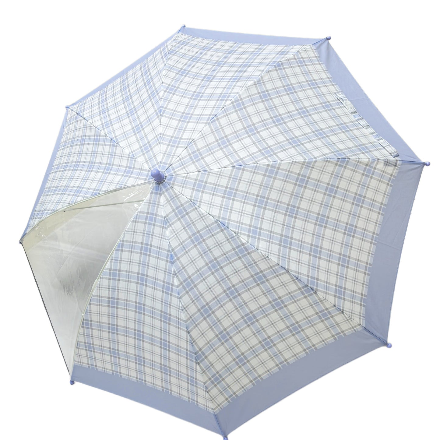 Straight Safety Umbrella with One Transparent Panel for Children Student with Reflective Strips