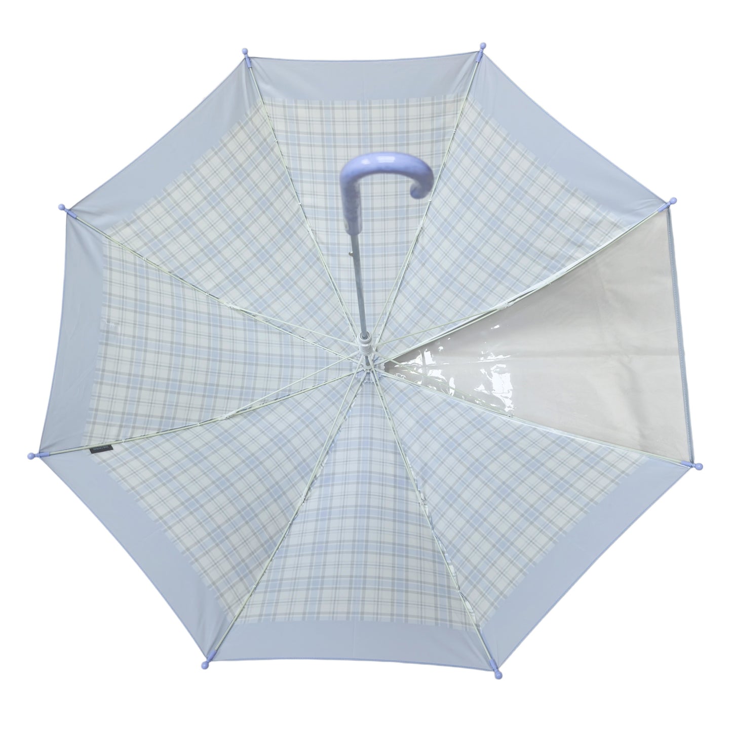 Straight Safety Umbrella with One Transparent Panel for Children Student with Reflective Strips