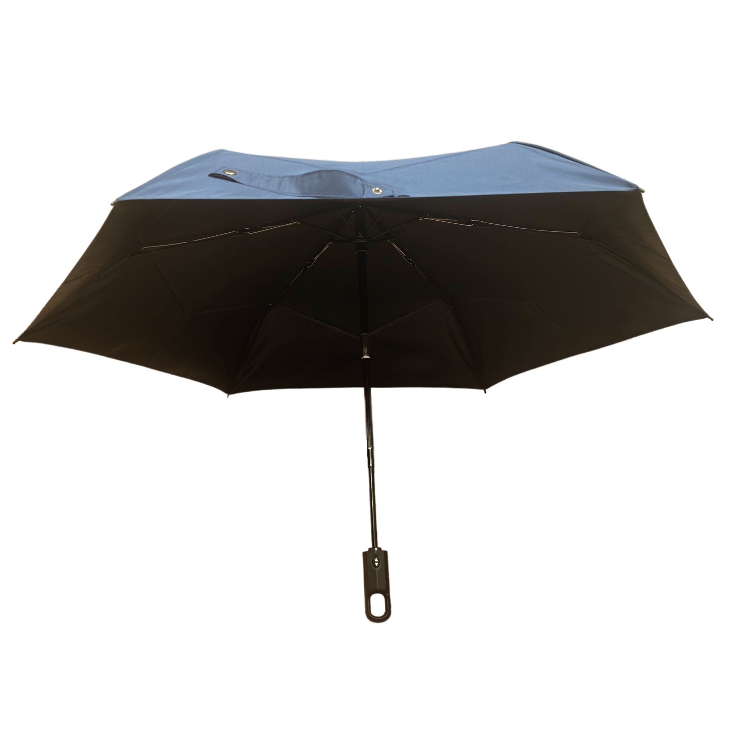 3-Folding Automatic Umbrella Quick Fold Shape Memory with Black UV Coated and Hook Loop Handle